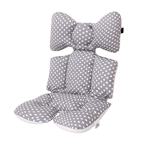 Miracle Baby Cojín Carro Bebe,Colchoneta Silla Paseo Universal,Colchoneta Silla Paseo Transpirable 100% Algodón,Colchoneta Silla Bebe Uso de Doble Cara para Bebe,70 * 38cm，Punto gris