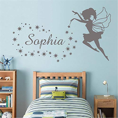 mlpnko Pegatinas de Pared con Nombre Personalizado de Hadas para dormitorios para niñas Decoración de Dormitorio Guardería Niños Habitación Papel Tapiz Mural, 43x76 cm