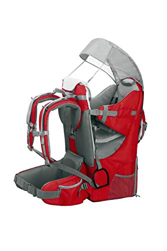 Mochila portabebé ergonómica acolchada, protección solar, cinturón, senderismo, ciudad rojo