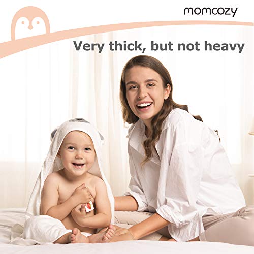 Momcozy Bambú Juego de Toallas de Baño para Bebé, Toalla Bebe Capucha 1 Pieza, Toalla Bebe 3 Piezas, Guante de Baño para Bebé 1 Pieza, Suave, Transpirable, Adecuado para Niñas y Niños