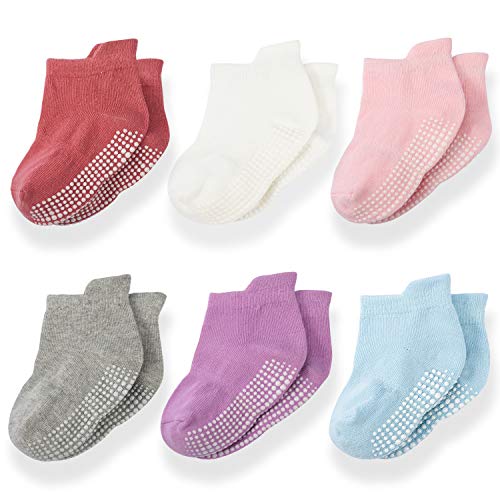 Momcozy Calcetines Bebe Calcetines Antideslizantes Niño Calcetines Niña Calcetines Casa Calcetines Niños Calcetines Cortos Calcetines Tobilleros para Bebé Recién Niñas de 0 a12 Meses 6 Pares