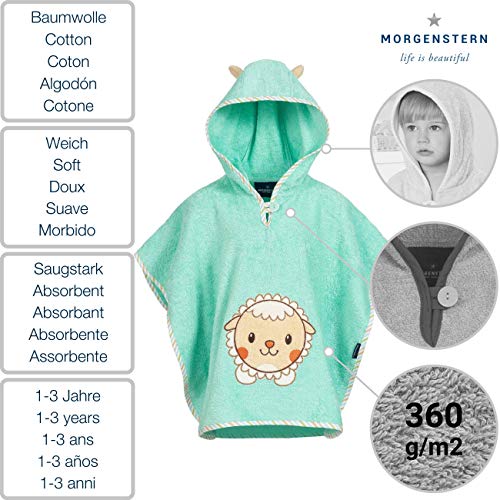 Morgenstern Poncho de algodón, 1-3 años, Turquesa