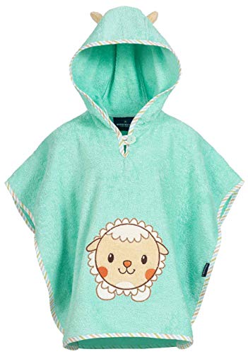 Morgenstern Poncho de algodón, 1-3 años, Turquesa