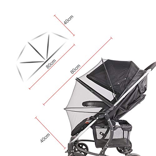 Mosquitera Carro Bebe Universal, para Silla Paseo,Cobertura Total,Malla Encriptada, con Cremallera