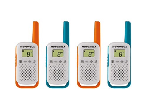 Motorola T42 Quad Pack Walkietalkie, Azul Naranja, 13X2.5X4.5 cm Unisex Adulto