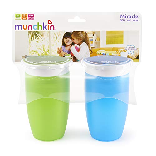 Munchkin Miracle 360° - Vaso antiderrames, azul/verde, 296 ml, 2 uds