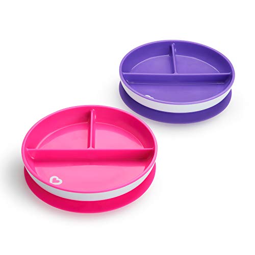 Munchkin - Platos de ventosa divididos Stay Put, rosa/morado