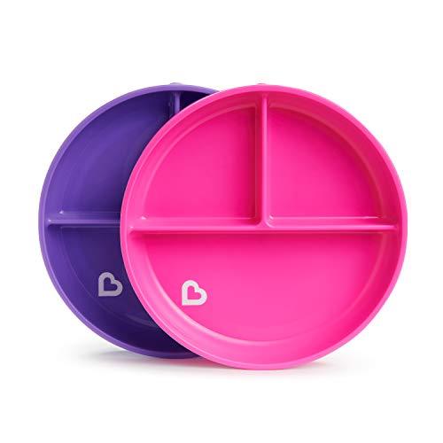 Munchkin - Platos de ventosa divididos Stay Put, rosa/morado