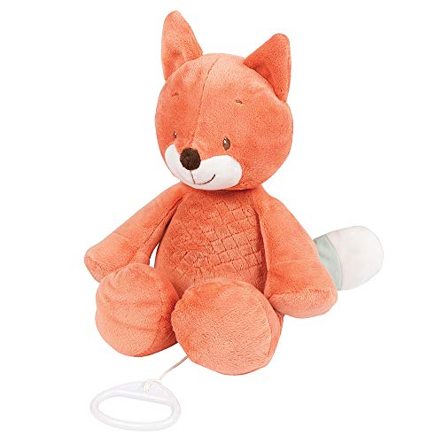 Nattou Peluche Musical del Zorro Oscar, Melodía "La-Le-Lu", Altura: 28 cm, Fanny y Oscar, Naranja