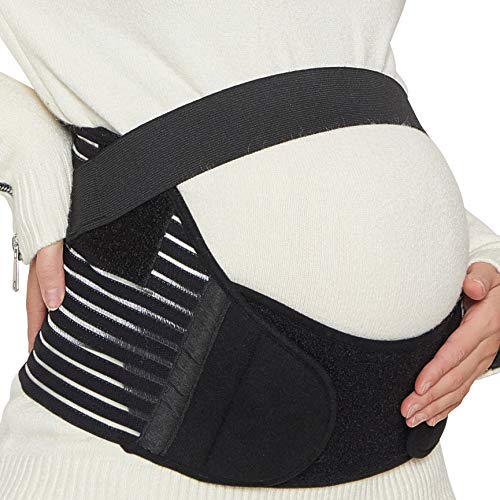 NEOtech Care Cinturón de Maternidad - Apoyo Durante el Embarazo - Banda para Abdomen/Cintura/Espalda, Faja de premamá para el Vientre - Marca (Negro, XL)