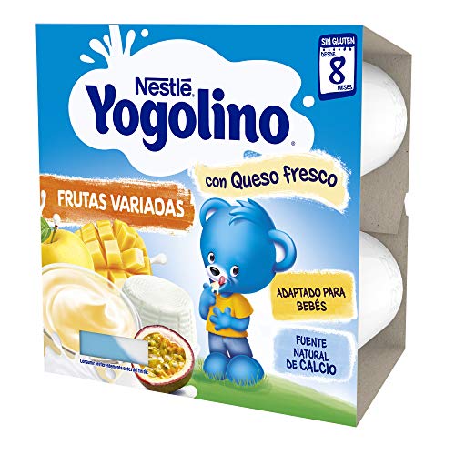 Nestlé Yogolino Postre lácteo Frutas variadas con queso - Para bebés a partir de 8 meses - pack de 3x4 tarrinas de postre lácteo de 100g