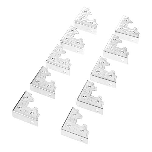 NO LOGO FMN-Home, 25mm 10pcs Antiguos Muebles artesanales de Metal de joyería Caja de la Esquina de Madera del pie Caso Protector de la Esquina de la Esquina Decorativo (Color : Plata)