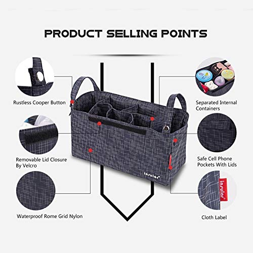 Nwhw Bolso Carro Bebé - Bolsillos De Almacenamiento De Diseño Liviano para Botellas, Pañales, Juguetes, Bocadillos, Accesorio para Cochecito Esencial.Lake Blue