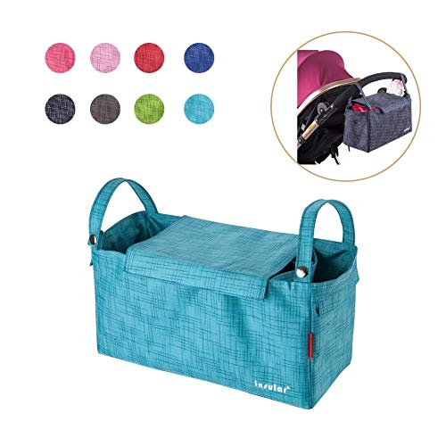 Nwhw Bolso Carro Bebé - Bolsillos De Almacenamiento De Diseño Liviano para Botellas, Pañales, Juguetes, Bocadillos, Accesorio para Cochecito Esencial.Lake Blue