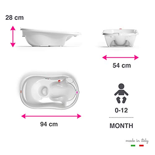 OKBaby Onda Evolution - Bañera antideslizante para bebé (3 en 1) blanco blanco