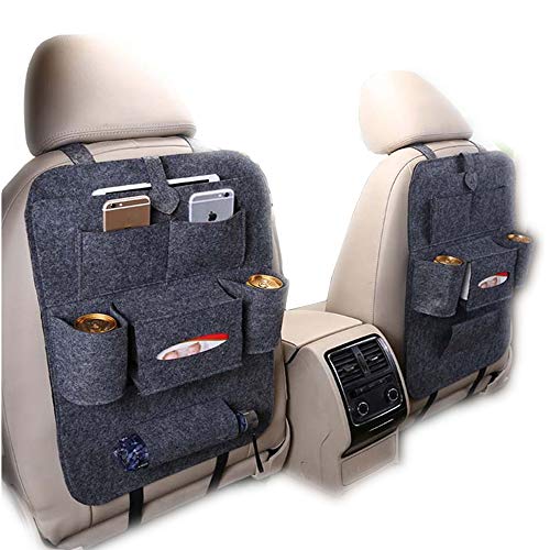 Organizador Coche,ZoneYan Protector Asiento Coche,2 Pcs Organizadores Para Coche, Kick Mats De Coche,Universal Multi-Bolsillo Organizador Para Asiento