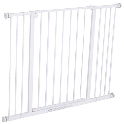 Pawhut Barrera de Seguridad Extensible Puertas y Escaleras Metálica para Perros y Bebé Barrera Puertas Mascota 72-107x76cm