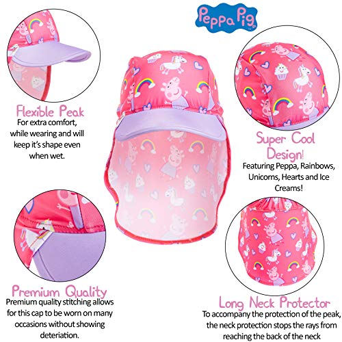 Peppa Pig Gorra de Visera para Niñas, Gorro Bebe Verano con Protector Solar UV, Sombrero Rosa para Playa Piscina con Estampados de Pepa Pig y Unicornios, Regalos para Niñas y Niños