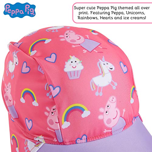 Peppa Pig Gorra de Visera para Niñas, Gorro Bebe Verano con Protector Solar UV, Sombrero Rosa para Playa Piscina con Estampados de Pepa Pig y Unicornios, Regalos para Niñas y Niños