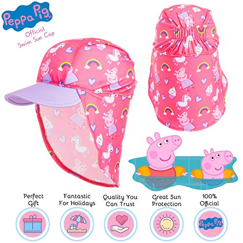 Peppa Pig Gorra de Visera para Niñas, Gorro Bebe Verano con Protector Solar UV, Sombrero Rosa para Playa Piscina con Estampados de Pepa Pig y Unicornios, Regalos para Niñas y Niños