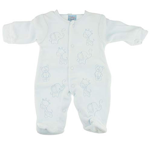 Pequeño y prematuro, de terciopelo suave para niños, con diseño de elefante y jirafa. azul Talla:Tiny Baby 50