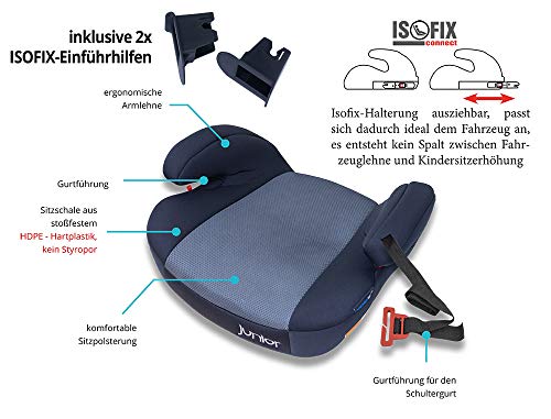 Petex 44430818 Max Plus 152 - Alzador de asiento infantil (con Isofix, HDPE según ECE R44/04), color gris