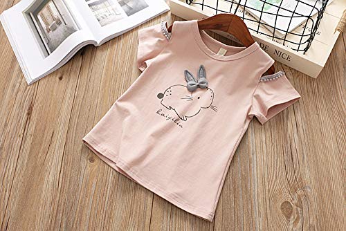 PinkLu Conejito De Manga Corta para NiñOs Sin Tirantes Falda Mullida Conjuntos De Dos Piezas De Bebé NiñA De Dibujos Animados Camiseta Tops Princesa Tul Vestido De Ropa (12-24 meses/90-100cm, Rosa)