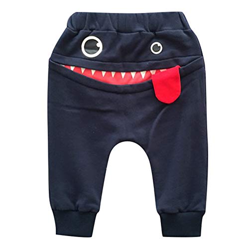 PinkLu Pantalones Harem De NiñOs TiburóN Gran Lengua Pantalones Bebé NiñOs NiñAs Dibujos Animados TiburóN Lengua Harem (6~12 meses/75-80cm, Armada)