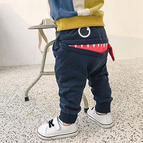 PinkLu Pantalones Harem De NiñOs TiburóN Gran Lengua Pantalones Bebé NiñOs NiñAs Dibujos Animados TiburóN Lengua Harem (6~12 meses/75-80cm, Armada)