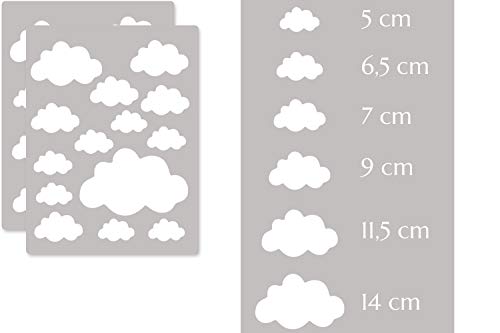 PREMYO 25 Nubes Pegatinas Pared Infantil - Vinilos Decorativos Habitación Bebé Niños - Fácil de Poner Blanco