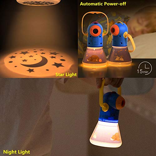 Proyector de cuentos infantiles con lente de zoom Lámpara de luces nocturnas para los niños Dormitorio durmiendo con asa, apagado automático y películas de cuentos