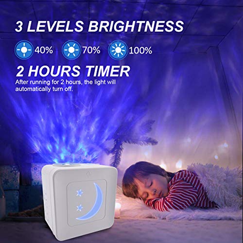 Proyector Estrellas LED, 21 Modos Lámpara Luna Infantil Nocturna Con Sonido Activado y Modo Inalámbrico, Luces Decorativas Habitacion Control tactil, Luz de Noche para Fiesta, Niños, Regalo Navidad