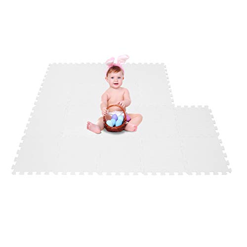 qqpp Alfombra Puzzle para Niños Bebe Infantil - Suelo de Goma EVA Suave. 18 Piezas (30*30*1cm), Blanco. QQC-Ab18N