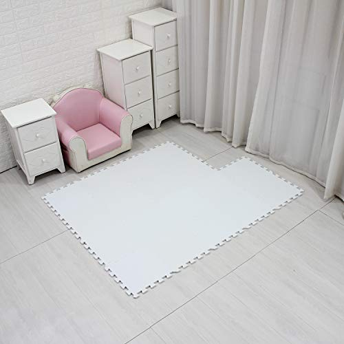 qqpp Alfombra Puzzle para Niños Bebe Infantil - Suelo de Goma EVA Suave. 18 Piezas (30*30*1cm), Blanco. QQC-Ab18N