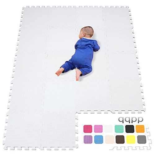 qqpp Alfombra Puzzle para Niños Bebe Infantil - Suelo de Goma EVA Suave. 18 Piezas (30*30*1cm), Blanco. QQC-Ab18N