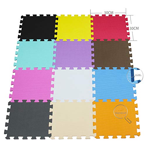 qqpp Alfombra Puzzle para Niños Bebe Infantil - Suelo de Goma EVA Suave. 18 Piezas (30*30*1cm), Blanco, Rosa, Gris.QQC-ACLb18N