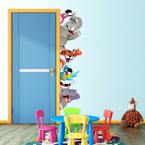 R00190 Adhesivos de pared Elefante Jirafa Hipopótamo Decoración Dormitorio infantil Niño