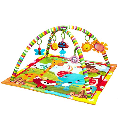 Recién nacido Bebé Playmat, Actividad musical Gimnasio, Peluche, Animales divertidos, Música, Texturas, Sonajero, Mordedor, Espejo, para bebés Niños pequeños Patada de recién nacido