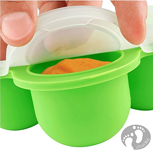 Recipientes Molde para Comida de Bebé con Tapa (12 Porciones de 75 ml) - Silicona Premium, Sin BPA y Aprobada por la FDA| Ideal para el Destete, Conservación, Congelar Porciones Purés Papillas Sopas.