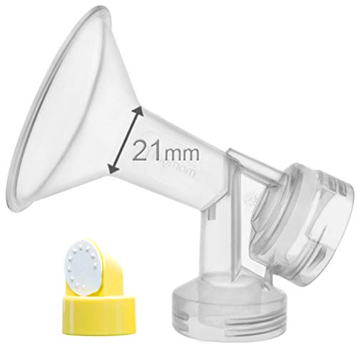 Reemplace Medela 21 mm Personal Fit mama Escudo y conector; 21mm De una sola pieza copa con válvula y membrana para extracores de leche Medela, Hecho por Maymom