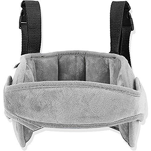 Reposacabezas Coche Niño, ZoneYan Soporte para la Cabeza del Asiento de Coche para Bebé, Sujeta Cabezas Coche para Niños, Asiento Ajustable para Niños Asiento para la Cabeza, Alivio del Cuello, Gris