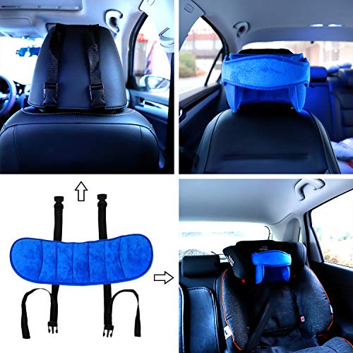 Reposacabezas Soporte para la Cabeza y el Cuello del Asiento del Automóvil para Bebés, Banda Coche Alivio para el Cuello para Niños Infantil, Seguridad Cinturón de Sujeción Correa, Azul