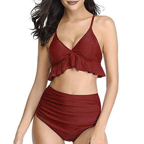 Riou 2019 Bikini Mujer Cintura Alta Trajes de baño de Dos Piezas para Mujer con Volantes y Conjunto de Bikini de Talle Alto Talla Grand Bikinis Playa Beachwear