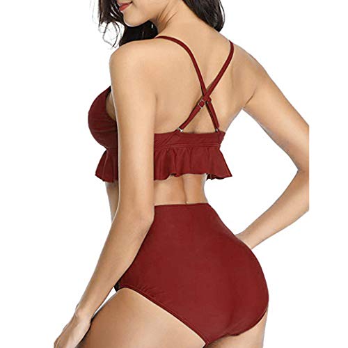 Riou 2019 Bikini Mujer Cintura Alta Trajes de baño de Dos Piezas para Mujer con Volantes y Conjunto de Bikini de Talle Alto Talla Grand Bikinis Playa Beachwear