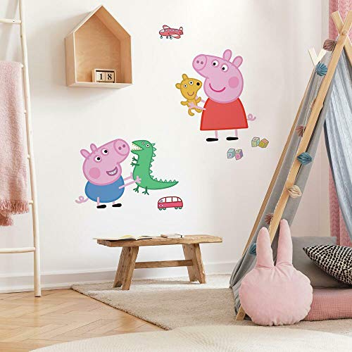 RoomMates Peppa The Pig Peppa and George Playtime - Adhesivo decorativo para pared, diseño de Peppa y George