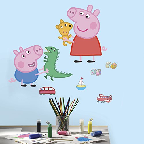 RoomMates Peppa The Pig Peppa and George Playtime - Adhesivo decorativo para pared, diseño de Peppa y George