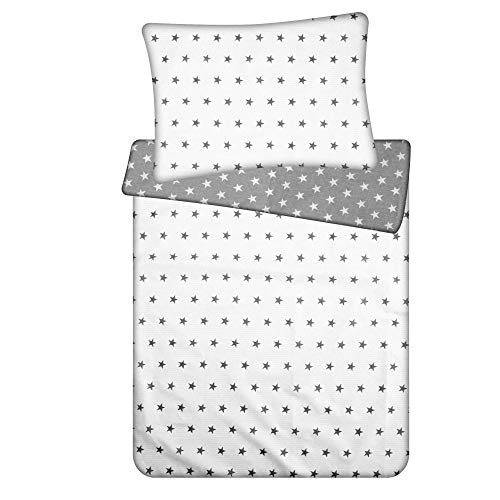 ropa de cama infantil - sabanas chichonera y edredon cuna colcha infantil Juego de funda nórdica + funda de almohada, 2 piezas - 90x120, Blanco gris