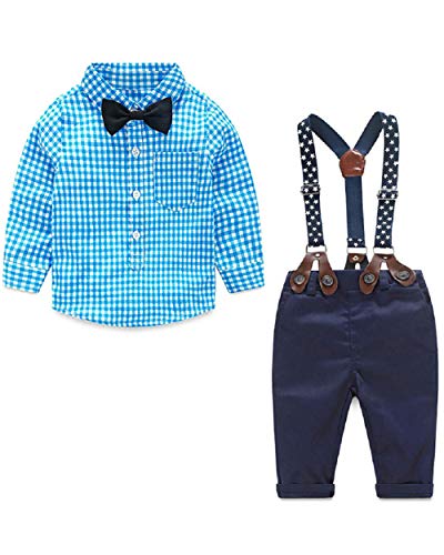 Ropa para Bautizo Bebe niño Camisa Bebe niño Manga Larga Disfraz Recien Nacido niño Disfraces de cumpleaños y Fiesta（Azul，6-9 Meses）