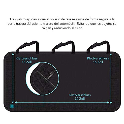 Rovtop Organizador Maletero Coche, Trasero Almacenamiento Bolsa de Malla para Coche con 9 Bolsillos, Correa Ajustable y 3 Cinta de Fijación, Adecuado para SUV, MVP (Negro)