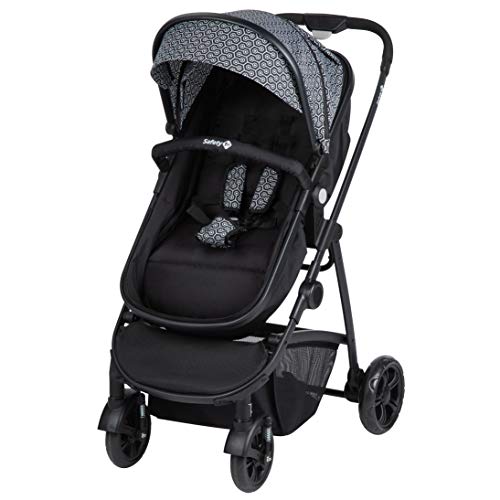 Safety 1st Hello Trio Set Carrito de bebé 3 en 1, Silla de Paseo Convertible en Capazo + Portabebé 0+, Cochecito reversible, reclinable y plegable compacto, burbuja de lluvia y cubrepié, Geometric